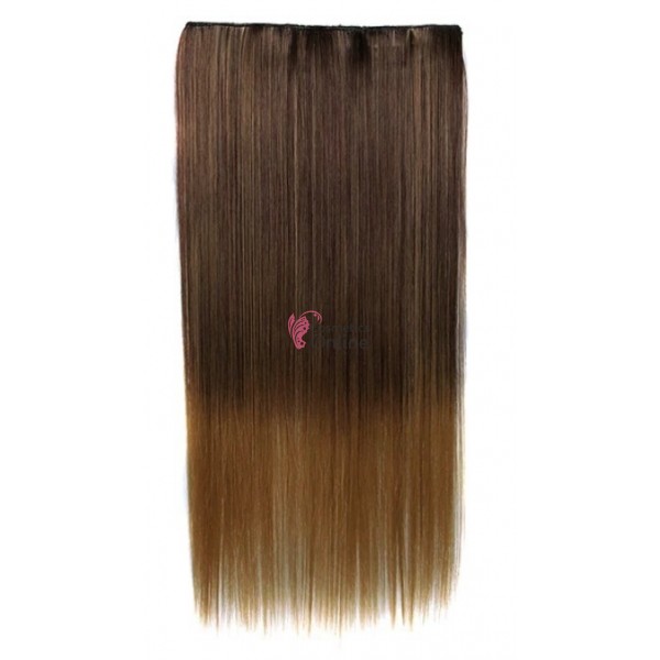 Extensie de par cu 5 Clips On delux dubla dreapta de 60 cm, Ombre Saten mediu cu Saten Deschis 93018127
